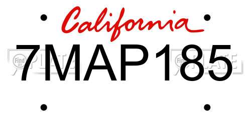 7MAP185 California License Plate