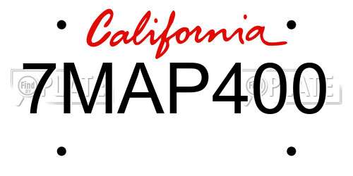 7MAP400 California License Plate