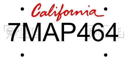 7MAP464 California License Plate