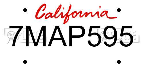 7MAP595 California License Plate
