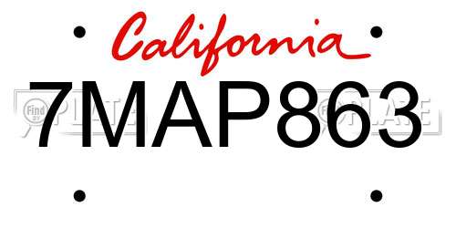 7MAP863 California License Plate