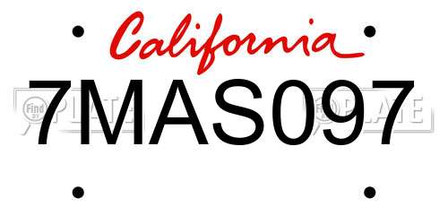 7MAS097 California License Plate