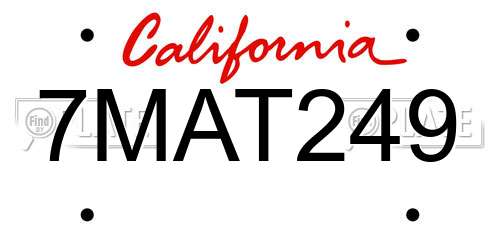 7MAT249 California License Plate