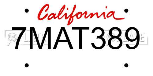 7MAT389 California License Plate