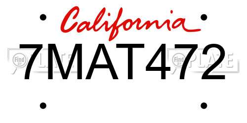 7MAT472 California License Plate