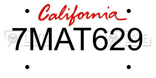 7MAT629 California License Plate