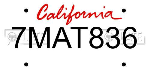 7MAT836 California License Plate