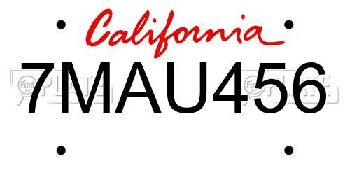 7MAU456 California License Plate