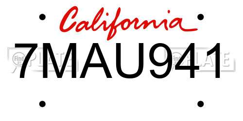 7MAU941 California License Plate