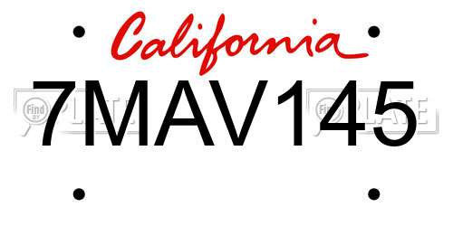 7MAV145 California License Plate