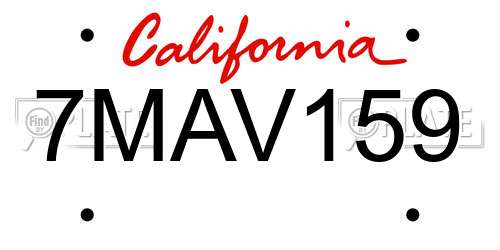 7MAV159 California License Plate