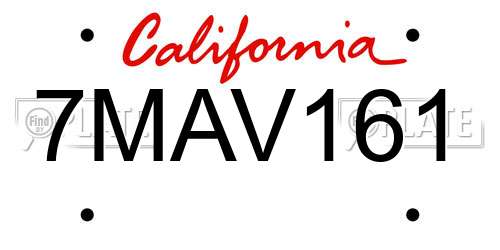 7MAV161 California License Plate