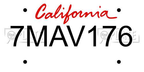 7MAV176 California License Plate