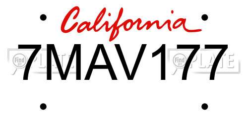 7MAV177 California License Plate