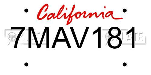 7MAV181 California License Plate