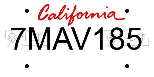 7MAV185 California License Plate