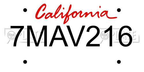 7MAV216 California License Plate