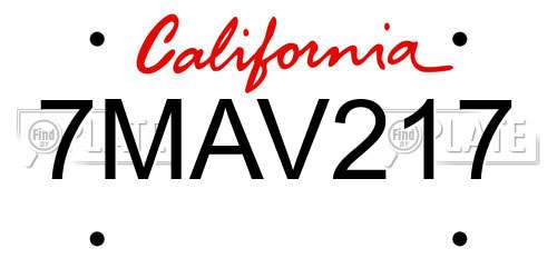 7MAV217 California License Plate