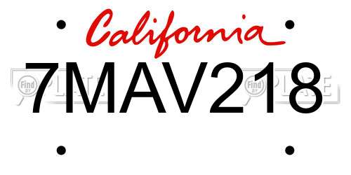 7MAV218 California License Plate