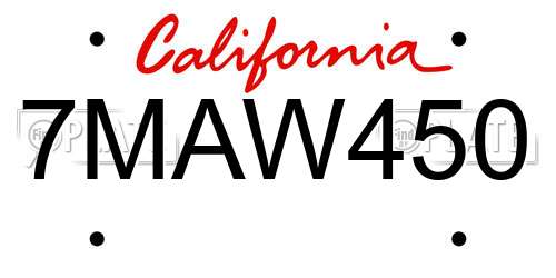 7MAW450 California License Plate
