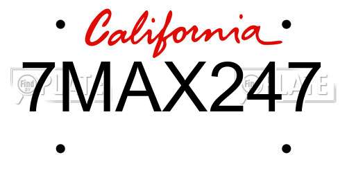 7MAX247 California License Plate