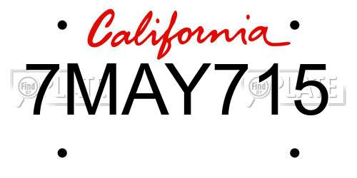 7MAY715 California License Plate