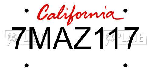 7MAZ117 California License Plate