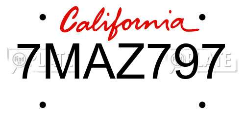 7MAZ797 California License Plate