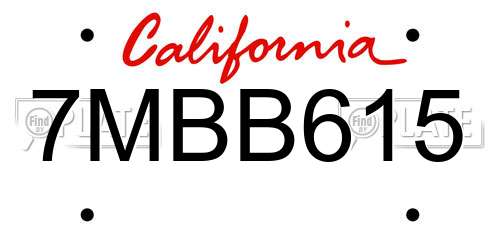 7MBB615 California License Plate