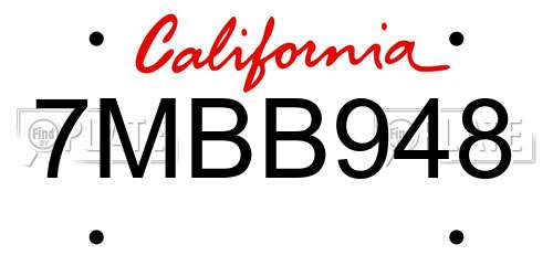 7MBB948 California License Plate