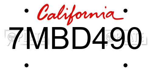 7MBD490 California License Plate