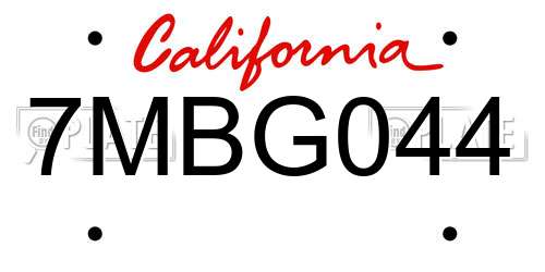7MBG044 California License Plate