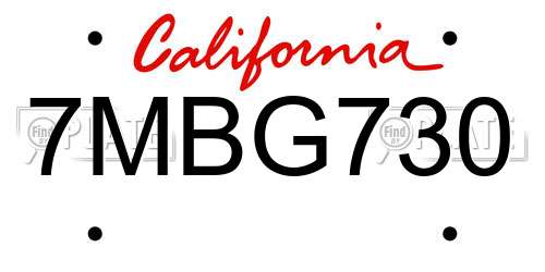 7MBG730 California License Plate