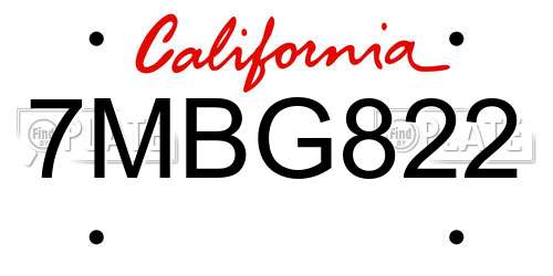 7MBG822 California License Plate