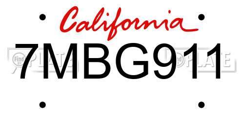 7MBG911 California License Plate