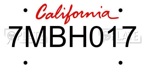 7MBH017 California License Plate