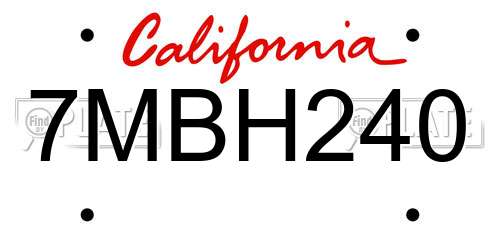 7MBH240 California License Plate