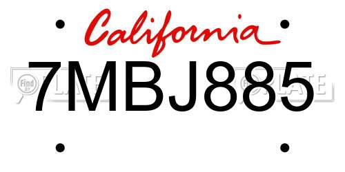 7MBJ885 California License Plate