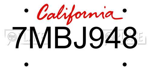 7MBJ948 California License Plate