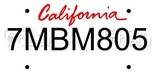 7MBM805 California License Plate