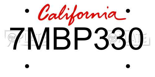 7MBP330 California License Plate