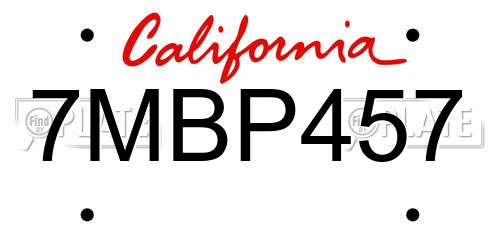 7MBP457 California License Plate