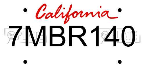 7MBR140 California License Plate