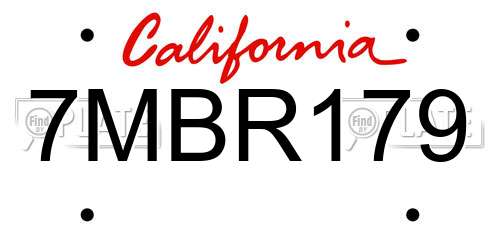 7MBR179 California License Plate
