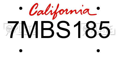 7MBS185 California License Plate
