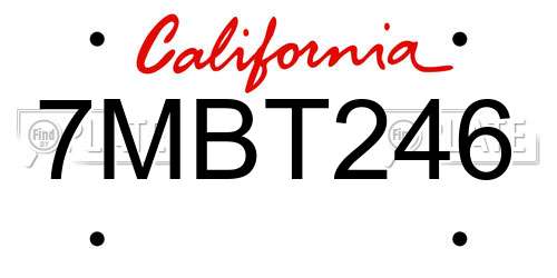7MBT246 California License Plate