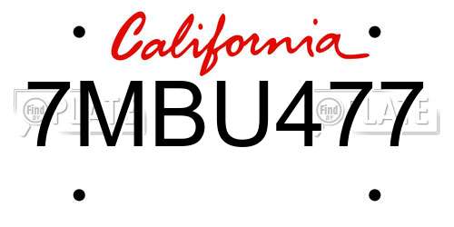 7MBU477 California License Plate