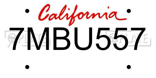 7MBU557 California License Plate