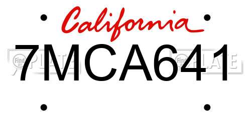 7MCA641 California License Plate