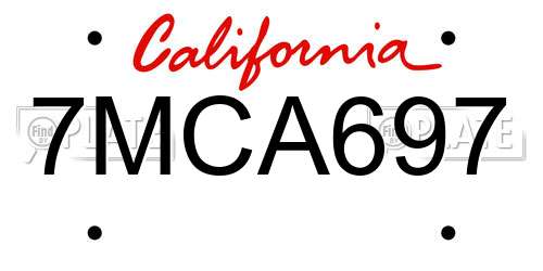 7MCA697 California License Plate